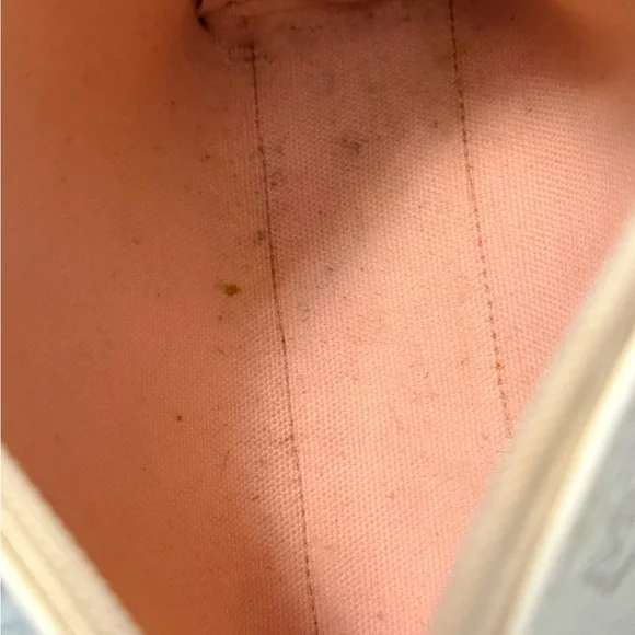 MCM White Leather Cosmetic Pouch with Pink, Orange & Yellow Stripes - Picture 5 of 6